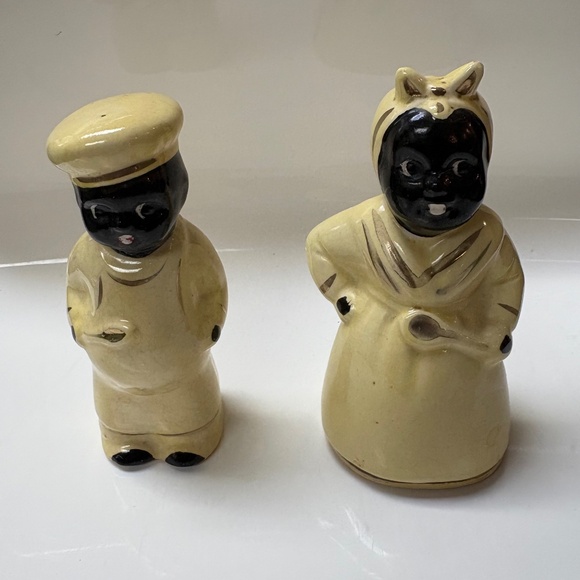 Vintage 1940s Black Americana Mammy and Pappy Chef Salt & Pepper Set - Picture 1 of 10